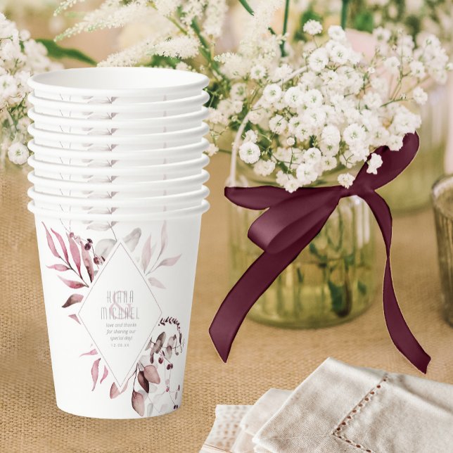 Dreamy Foliage Wedding Burgundy ID817 Pappbecher (Von Creator hochgeladen)