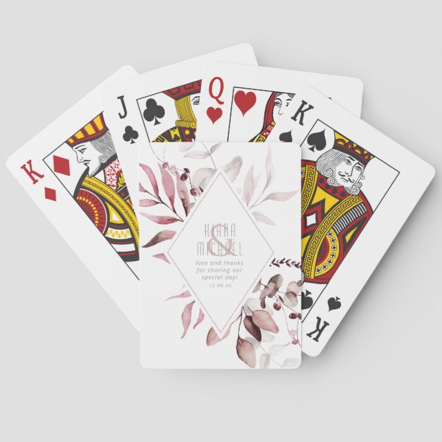 Dreamy Foliage Wedding Burgundy ID817 Spielkarten (Rückseite)