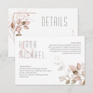 Dreamy Foliage Wedding Details Rosa ID817 Begleitkarte