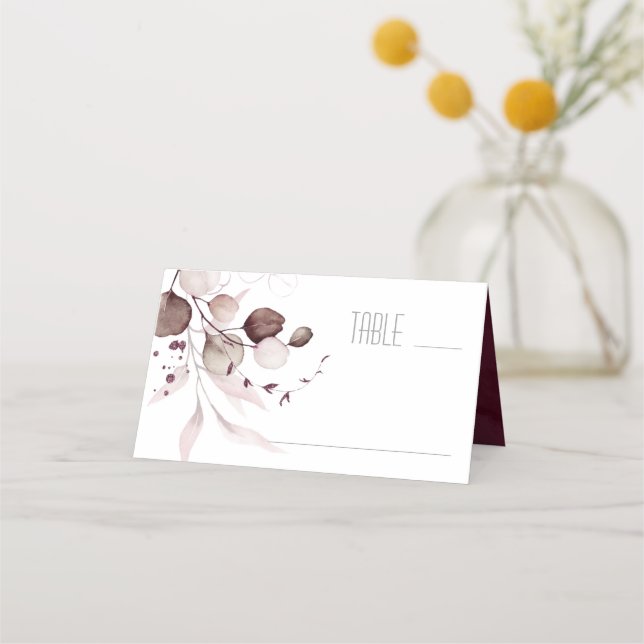 Dreamy Foliage Wedding Table Burgundy ID817 Platzkarte (Vorderseite)