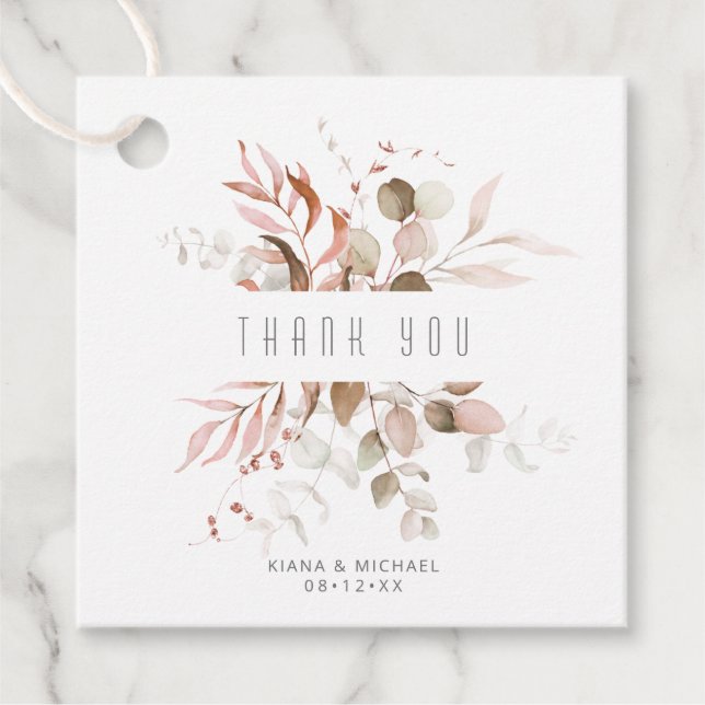 Dreamy Foliage Wedding V1 Blush Pink ID817 Geschenkanhänger (Vorderseite)