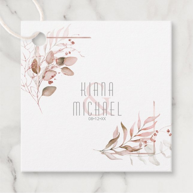 Dreamy Foliage Wedding V2 Blush Pink ID817 Geschenkanhänger (Vorderseite)