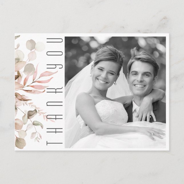 Dreamy Foliage Wedding Vielen Dank Blush Pink ID81 Ankündigungspostkarte (Vorderseite)
