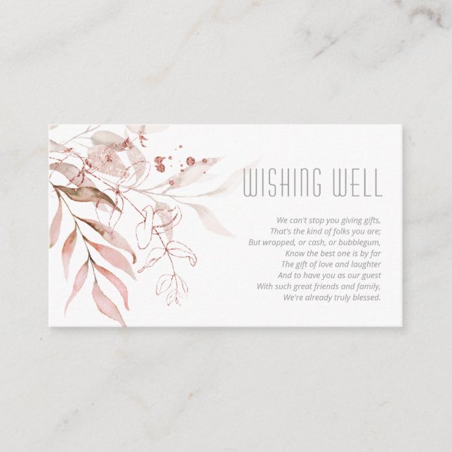 Dreamy Foliage Wishing Well V3 Blush Pink ID817 Begleitkarte (Vorderseite)