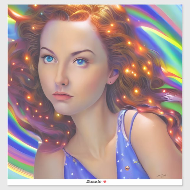 Dreamy Girl mit Rainbow Lights Aufkleber (Blatt)