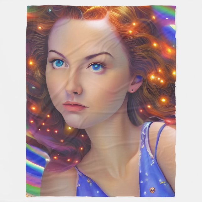 Dreamy Girl mit Rainbow Lights Fleecedecke (Vorderseite)