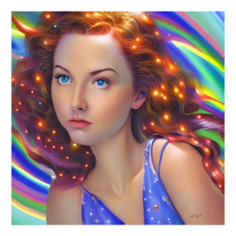 Dreamy Girl mit Rainbow Lights Fotodruck