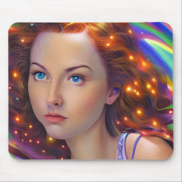 Dreamy Girl mit Rainbow Lights Mousepad