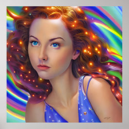 Dreamy Girl mit Rainbow Lights Poster