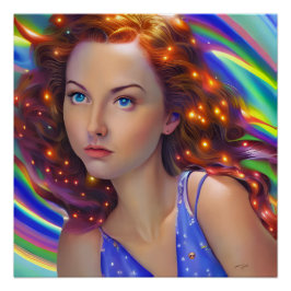 Dreamy Girl mit Rainbow Lights Poster