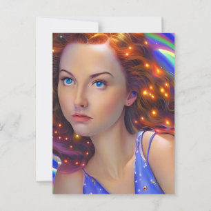 Dreamy Girl mit Rainbow Lights Postkarte
