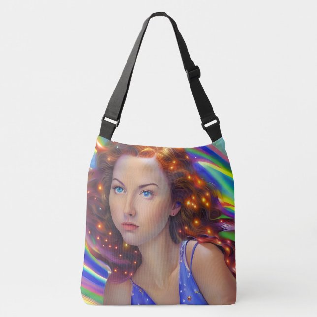Dreamy Girl mit Rainbow Lights Tragetaschen Mit Langen Trägern (Vorderseite)