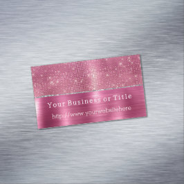 Dreamy Glitzy Pink Silver Sparkle Magnetische Visitenkarte