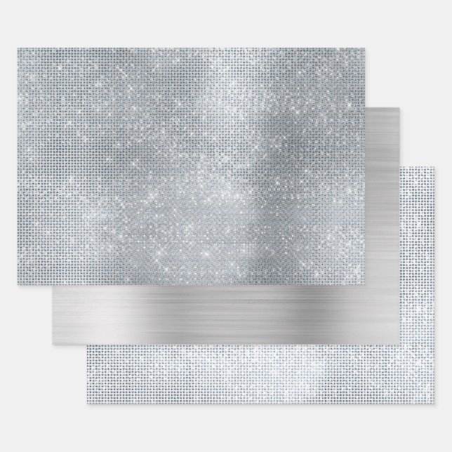 Dreamy Glitzy Silver Sparkle Geschenkpapier Set (Set)