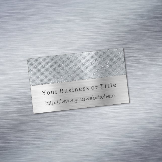 Dreamy Glitzy Silver Sparkle Magnetische Visitenkarte (Beispiel)