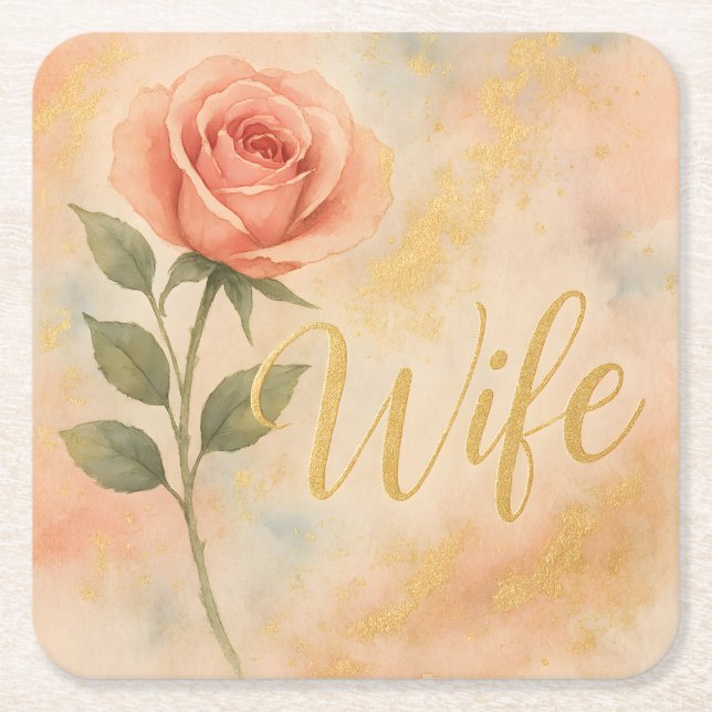 Dreamy Gold Ehefrau Square Untersetzer Set (Vorderseite)