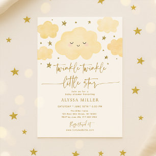 Dreamy Gold Twinkle Star Cloud Baby Dusche Einladung