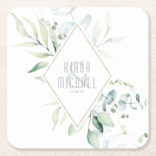 Dreamy Green Wedding Green/Blue ID817 Rechteckiger Pappuntersetzer