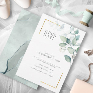 Dreamy Green Wedding Green/Blue ID817 RSVP Karte