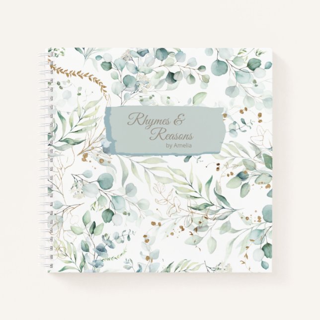 Dreamy Greenery Pattern Green/Blue ID817 Notizbuch (Vorderseite)
