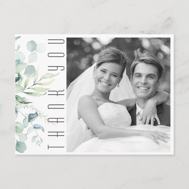 Dreamy Greenery Wedding Danke Green/Blue ID817 Ankündigungspostkarte (Vorderseite)