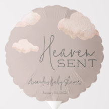 Dreamy Heaven Sent Sky Themed Beige Baby Dusche