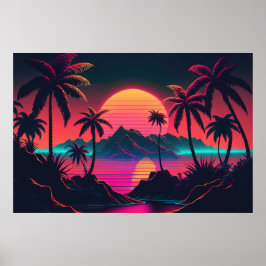 Dreamy Horizons: Sonnenuntergang durch Tropen Poster