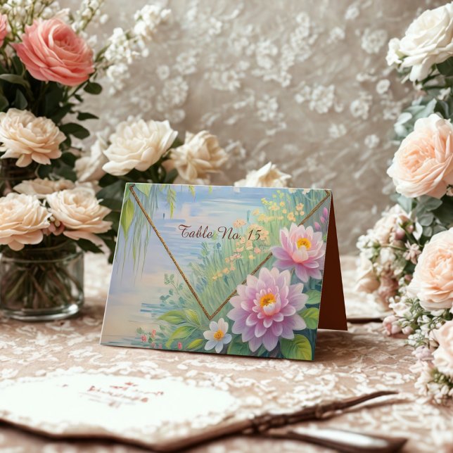 Dreamy Lakeside Garden Numéro de table de mariage (Créateur téléchargé)