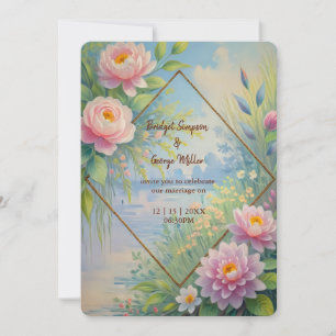 Dreamy Lakeside Garden Wedding Einladung