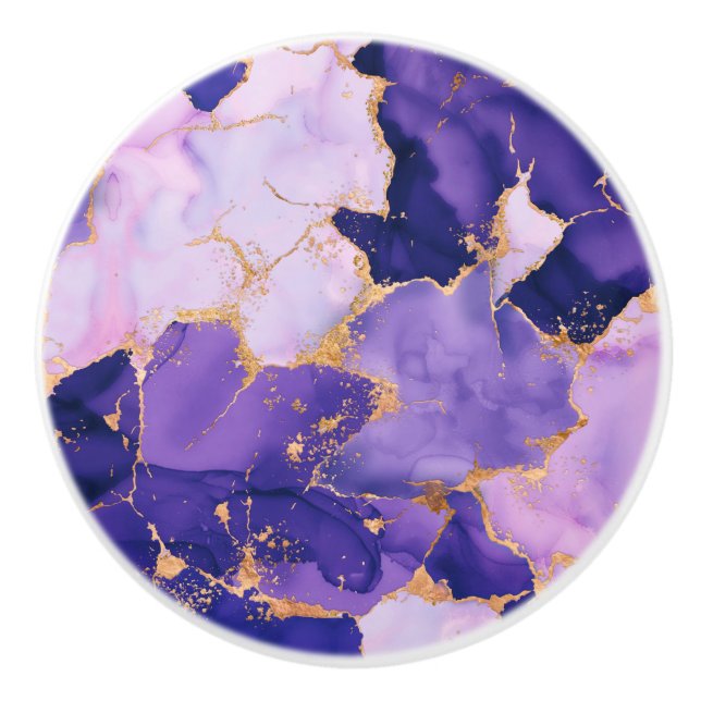 Dreamy Lavender Alkohol Tinten und Gold Keramikknauf (Vorderseite)