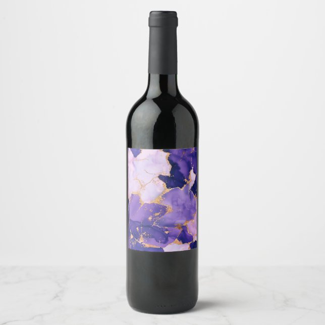 Dreamy Lavender Alkohol Tinten und Gold Weinetikett (Vorderseite)