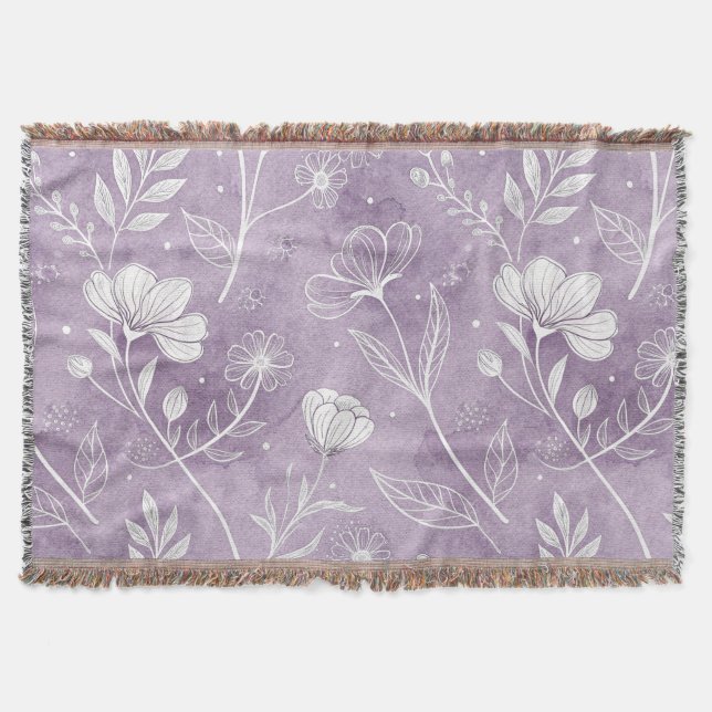 Dreamy Lavender Floral Throw Blanket Decke (Vorderseite)