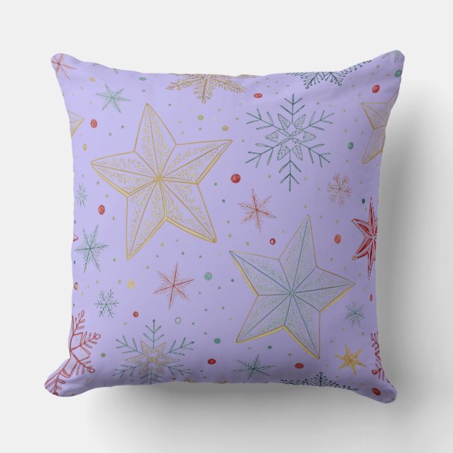 "Dreamy Lavender Large Star Pattern Throw Kissen (Vorderseite)