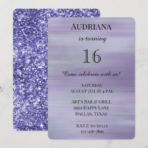 Dreamy Lila Lavender Glam Glitzer Geburtstag Einladung