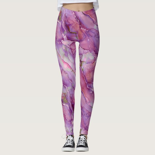 Dreamy Lila Marble Leggings (Vorderseite)