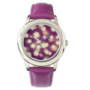 Dreamy Lila Snowflake Bokeh Lights Armbanduhr