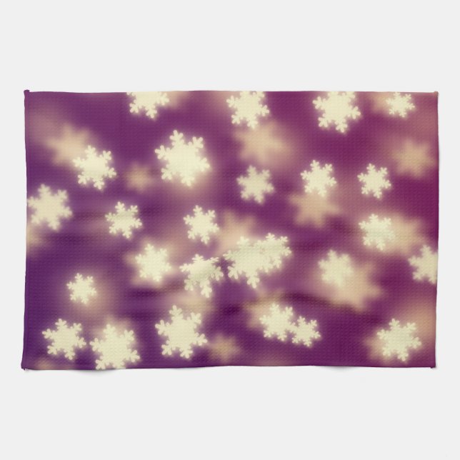 Dreamy Lila Snowflake Bokeh Lights Handtuch (Horizontal)