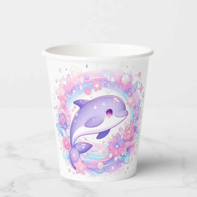 Dreamy Little Dolphin Baby Dusche Pappbecher (Vorderseite)