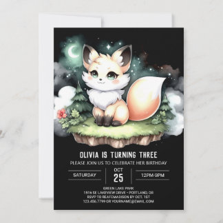 Dreamy Little Fox Geburtstag digital Einladung