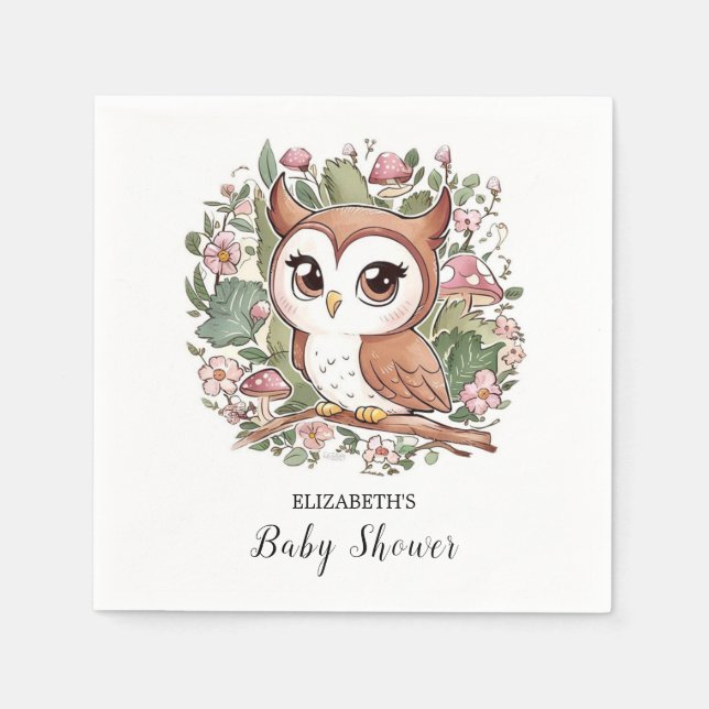 Dreamy Little Owl Baby Dusche Serviette (Vorderseite)