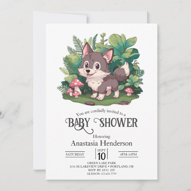 Dreamy Little Wolf Baby Shower Einladung (Vorderseite)