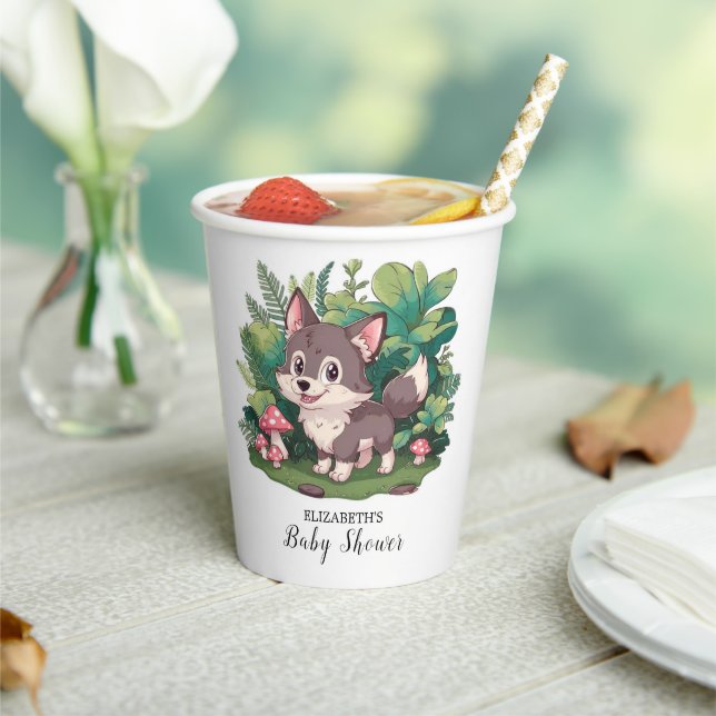 Dreamy Little Wolf Baby Shower Pappbecher (In Situ)