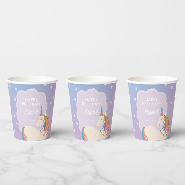 Dreamy Magical Rainbow Unicorn Girl Birthday Party Pappbecher (Multi)