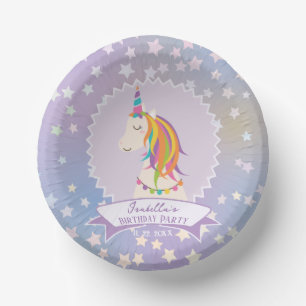 Dreamy Magical Rainbow Unicorn Girly Birthday Pappteller