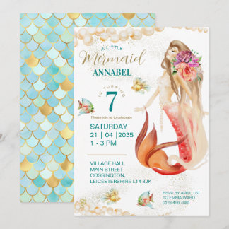 Dreamy Mermaid Invitation de fête d'anniversaire