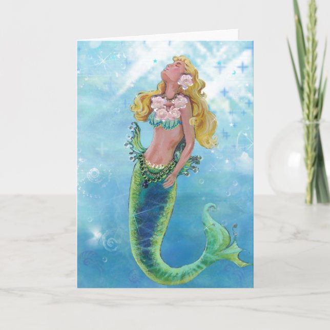 Dreamy Mermaid Sparkling Sea Greeting Card Karte (Vorderseite)
