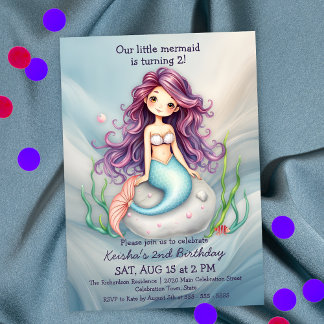 Dreamy Mermaid Under Sea Birthday Party Einladung