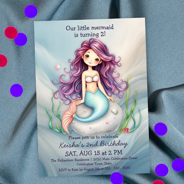 Dreamy Mermaid Under Sea Birthday Party Einladung (Von Creator hochgeladen)