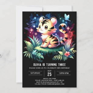 Dreamy Minimalistisch Tiger Birthday Einladung
