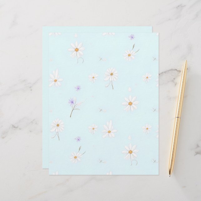 Dreamy Mint Meadow Briefbogen (Vorderseite/Rückseite Beispiel)